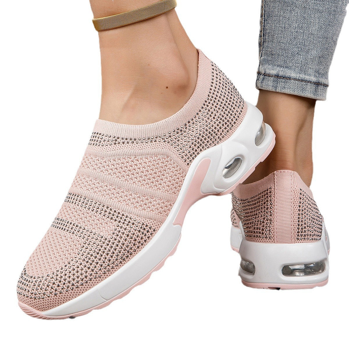 Damen Slip-On Sport-Sneaker mit atmungsaktivem Obermaterial und dämpfender Sohle
