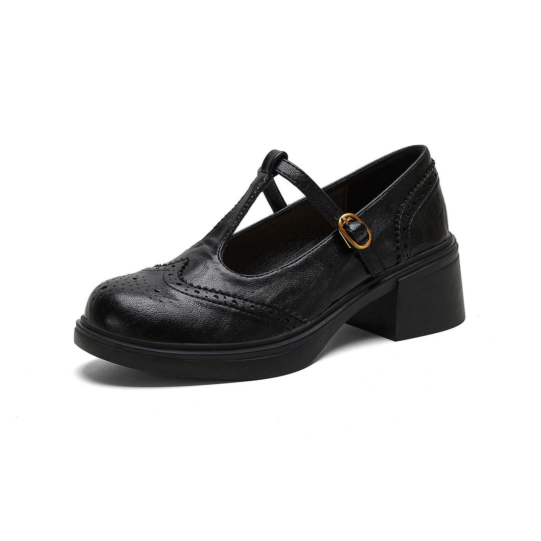 Damen Ballerinas mit modischem Riemen und stilvollem Blockabsatz R&B