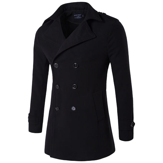 Herren modischer Trenchcoat mit doppelter Knopfleiste und praktischen Taschen R&B