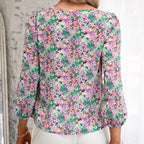 Damen Bluse mit Rüschen und floralem Muster