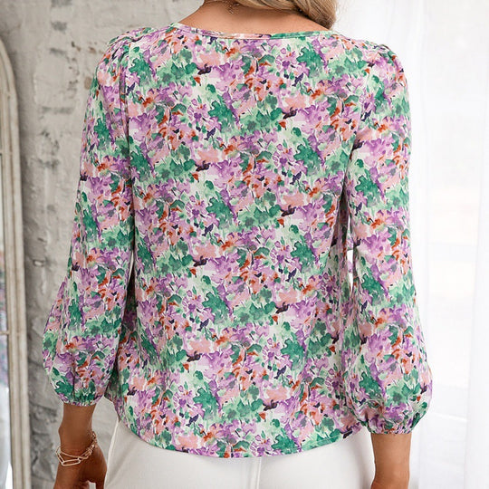 Damen Bluse mit Rüschen und floralem Muster R&B