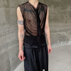 Herren modisches ärmelloses Oberteil mit transparentem Design und raffinierten Details R&B