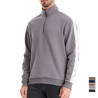 Herren nan Stehkragen-Pullover mit kurzem Reißverschluss und Kontrastseitenstreifen R&B