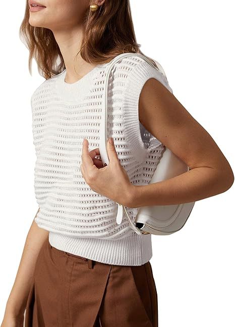 Damen Strickoberteil mit luftiger Struktur und weitem Kragen R&B