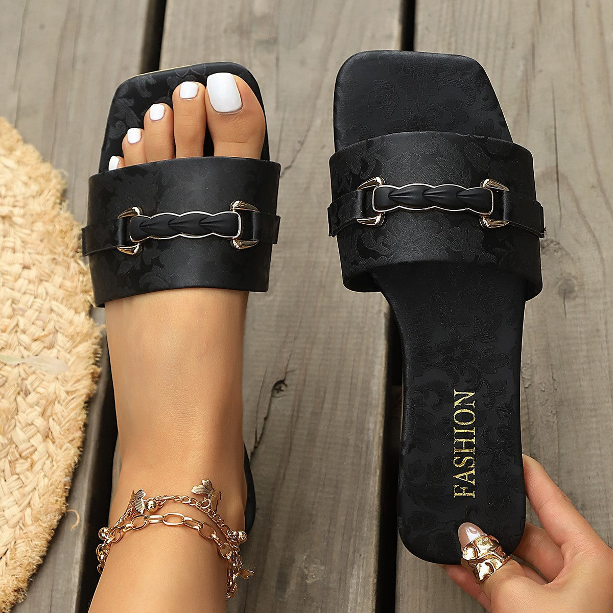 Damen Clogs mit elegantem geflochtenem Design und Platz für hohes Fußbett R&B