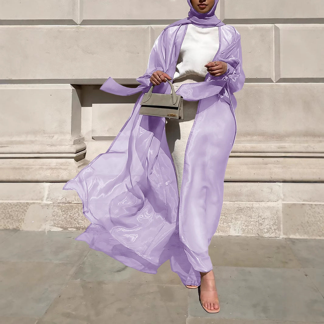 Damen Luftige Kimono-Jacke mit filigranem Design und weiten Ärmeln R&B