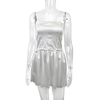 Damen Satin Bustierkleid mit Volant