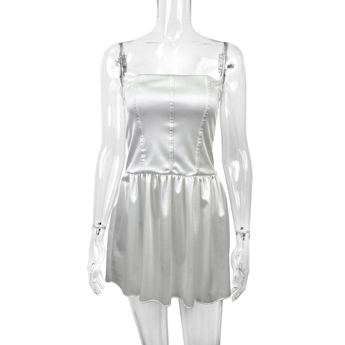 Damen Satin Bustierkleid mit Volant
