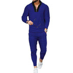 Herren nan R&Brnes Freizeit-Set Halbzip-Henleypullover mit Raglanärmeln und tapered Bügelfalten-Jogginghose R&B