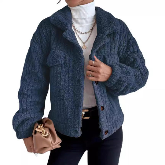 Damen Flauschige Oversize-Jacke mit strukturiertem Fleece R&B