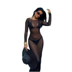 Damen Transparente Strandrobe mit langen Ärmeln und schickem Schnitt R&B