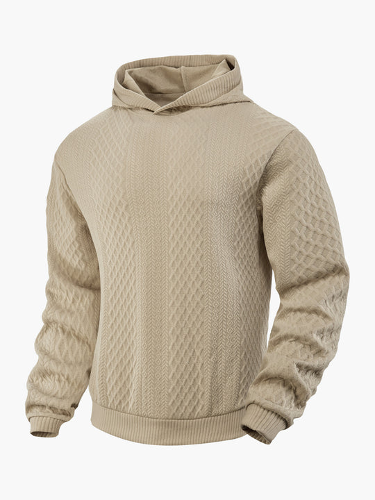 Herren nan strukturierter Schlauchkragen-Pullover mit Kapuze und Waben-Jacquard R&B