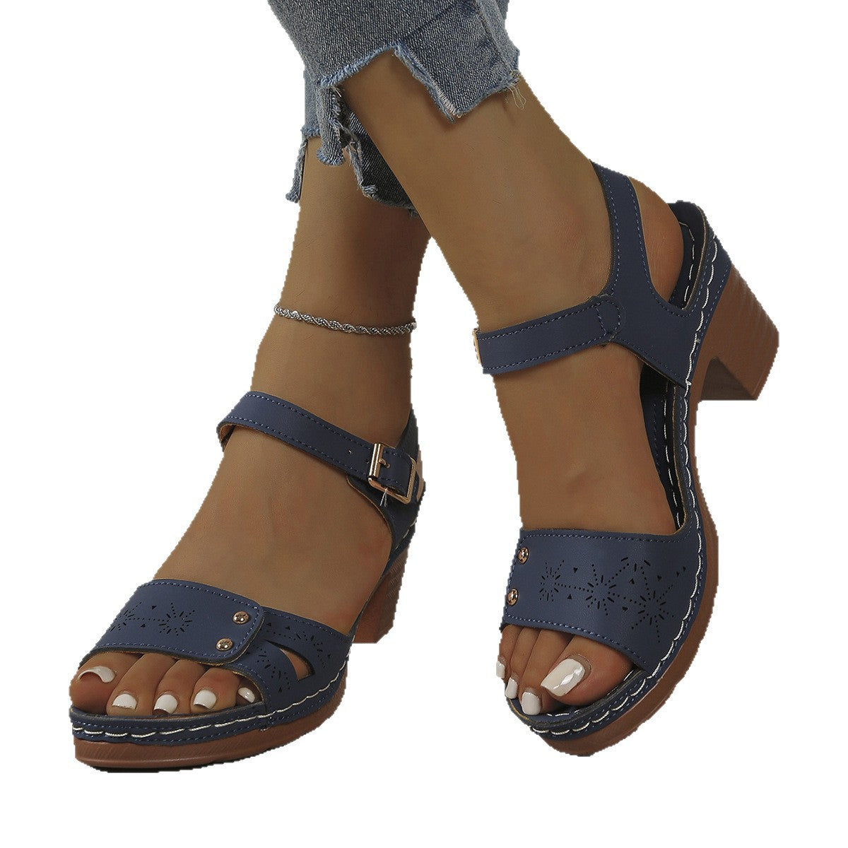 Damen Absatzsandalen mit modischem Riemen und dekorativen Akzenten R&B