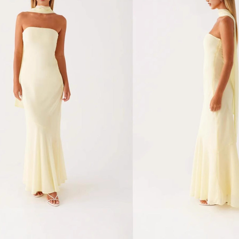 Damen Elegantes Langarm Abendkleid im Blumendesign R&B