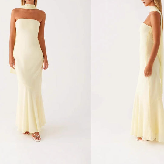 Damen Elegantes Langarm Abendkleid im Blumendesign R&B