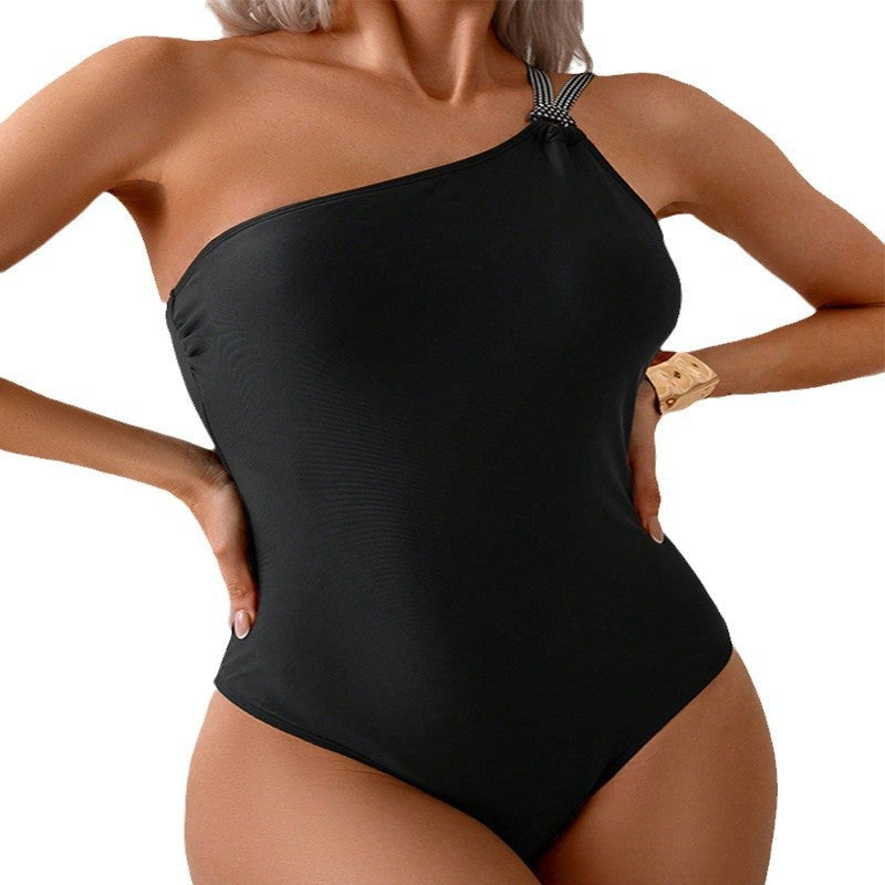 Damen Einseitiger Badeanzug mit elegantem Wickeldetail
