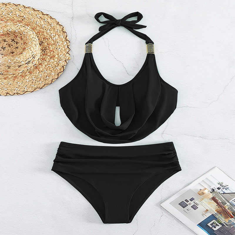 Damen Einteiler Badeanzug mit dekorativem Wickeldetail R&B