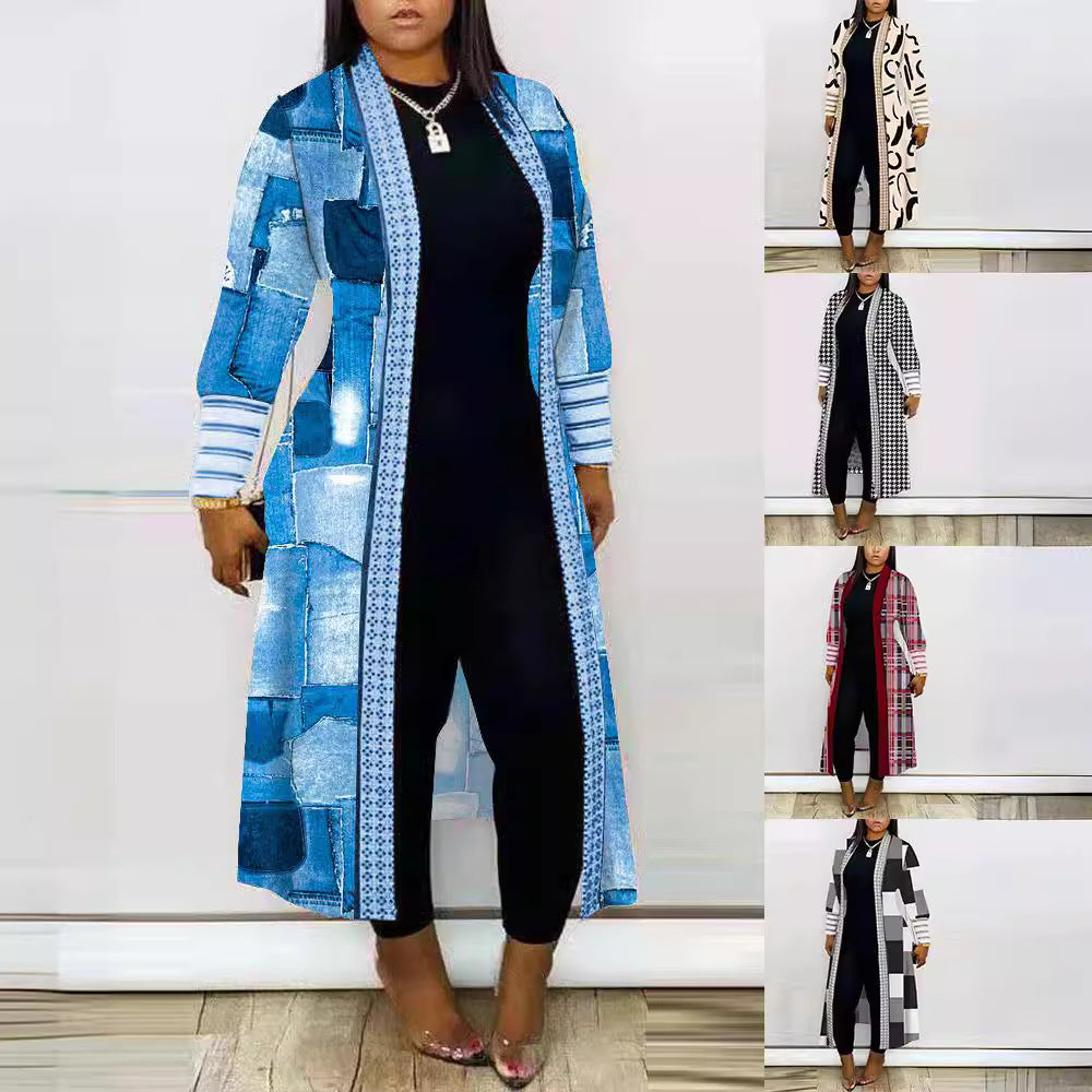 Damen modische lange Jacke R&B