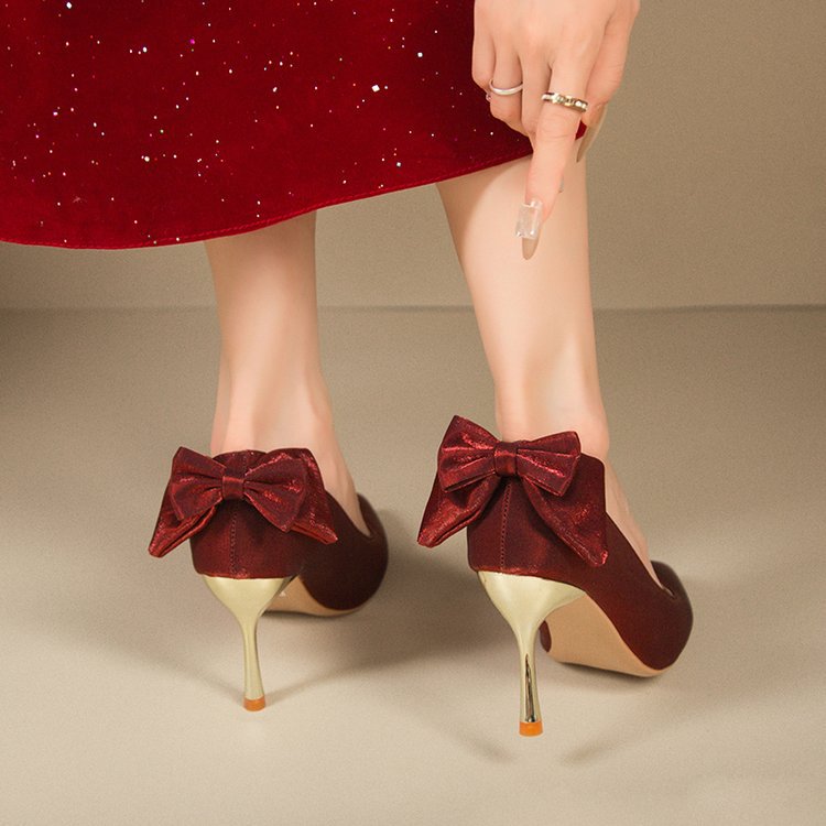 Damen elegante Spitzen-Pumps mit modischem Schleifenakzent R&B