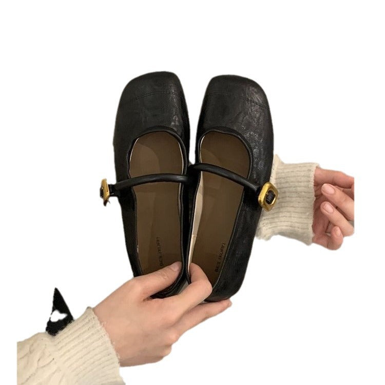 Damen elegante Ballerinas mit modischem Riemen und komfortabler Sohle R&B