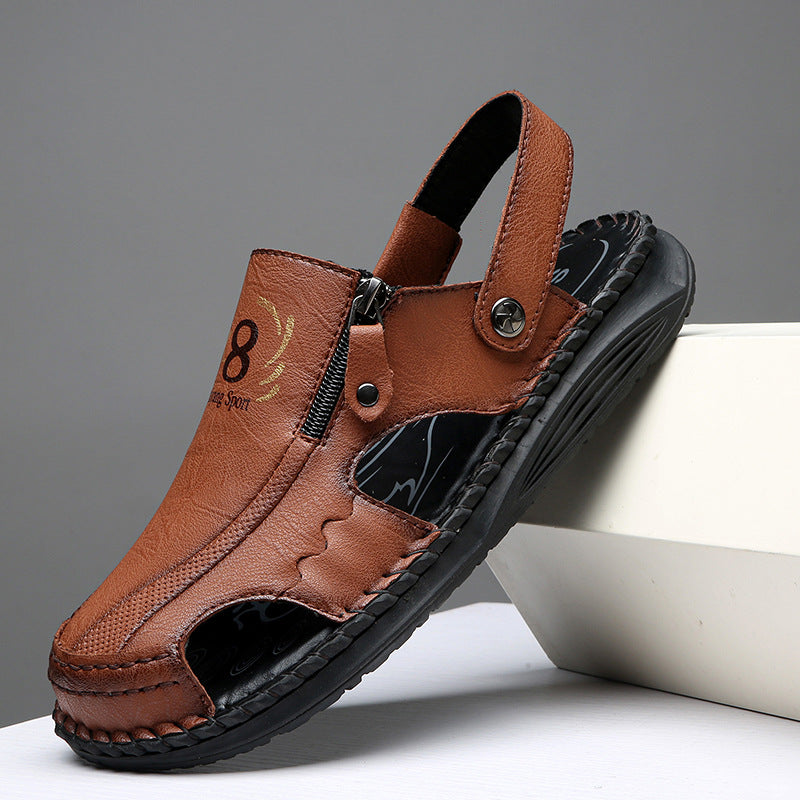 Herren orthopädische Leder-Sandalen mit verstellbarem Riemensystem R&B