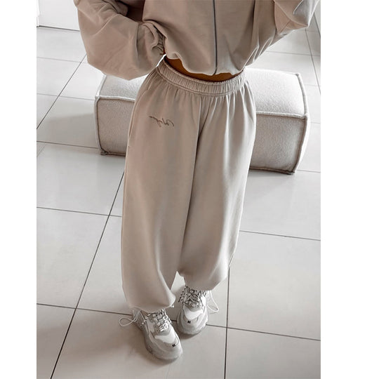 Damen lässiges Cropped Sweatshirt und Jogginghose Set R&B