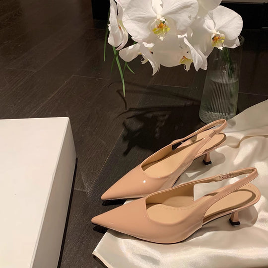 Damen Slingback Pumps mit spitzem Zehenbereich und elegantem Hochglanz R&B
