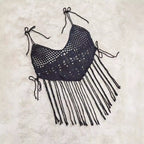 Damen Häkel-Bikinioberteil mit fransigen Details R&B