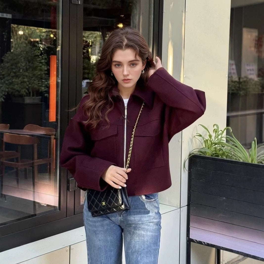 Damen lässige Fleecejacke mit praktischen Taschen und modernem Kragen R&B