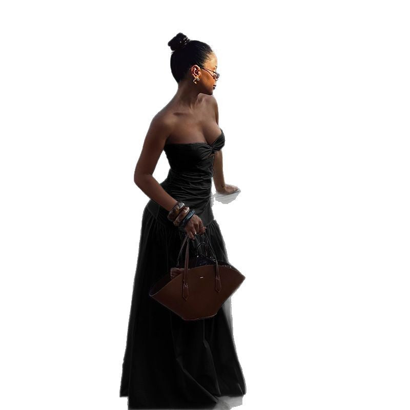 Damen Maxikleid mit schicker Schnittführung und raffiniertem Bauch-Detail R&B