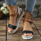 Damen Wedge-Sandalen mit geflochtenem Obermaterial und rutschfester Sohle