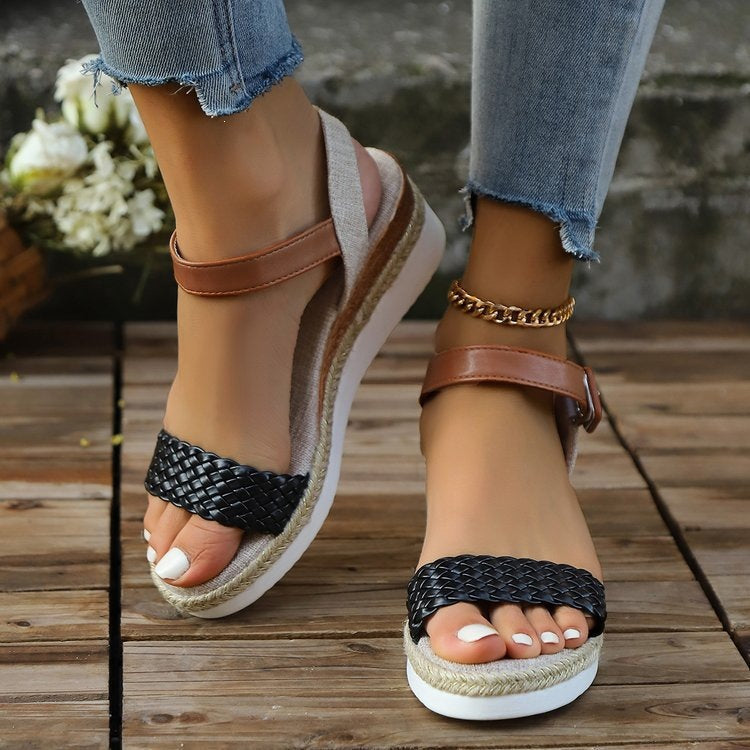 Damen Wedge-Sandalen mit geflochtenem Obermaterial und rutschfester Sohle
