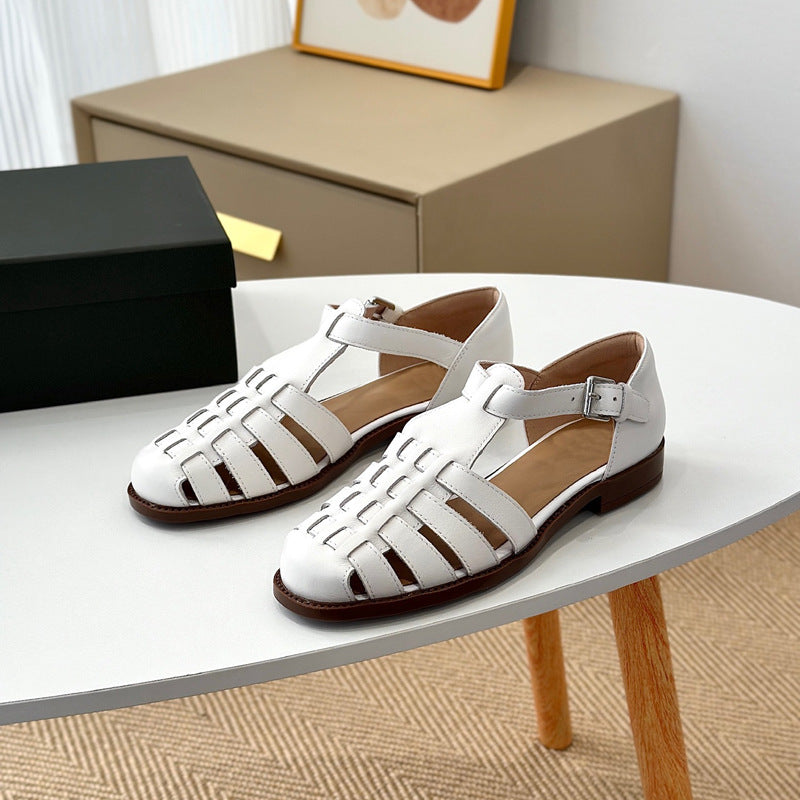Damen Komfortable Sandalen aus hochwertigem Leder mit modischem Flecht-Design