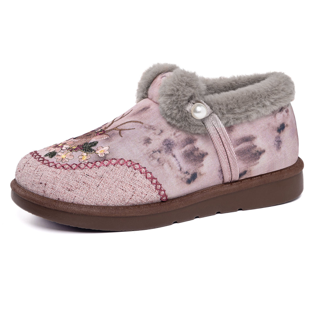 Damen Komfortable Hüttenschuhe mit kuscheligem Innenfutter und dekorativen Stickereien R&B