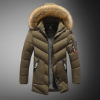 Herren gesteppte Winterjacke mit abnehmbarem Kunstfellkragen und praktischen Taschen R&B