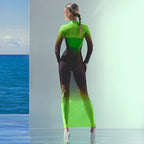 Damen Elegantes und figurbetontes Sportkleid mit hohem Kragen R&B