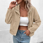 Damen Sweatjacke mit Stehkragen und strukturierter Oberfläche R&B