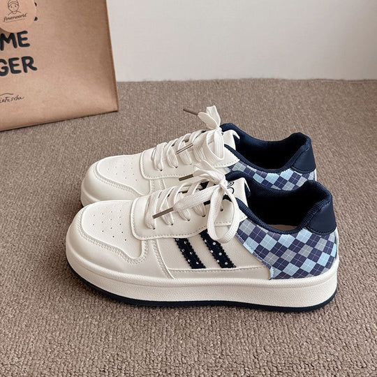 Damen modische Sneakers mit kariertem Einsätzen und gepolsterter Sohle R&B