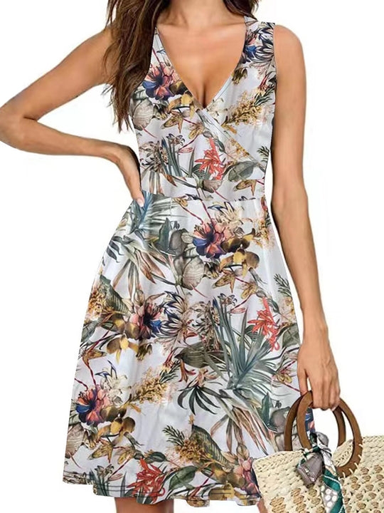 Damen Wickelkleid mit floralem Muster und schwingendem Rock R&B