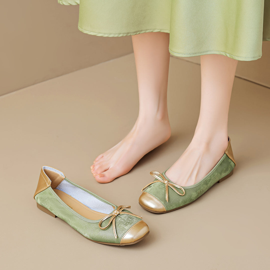 Damen elegante Ballerinas mit schimmerndem Spitze und modischem Schleifendetail R&B