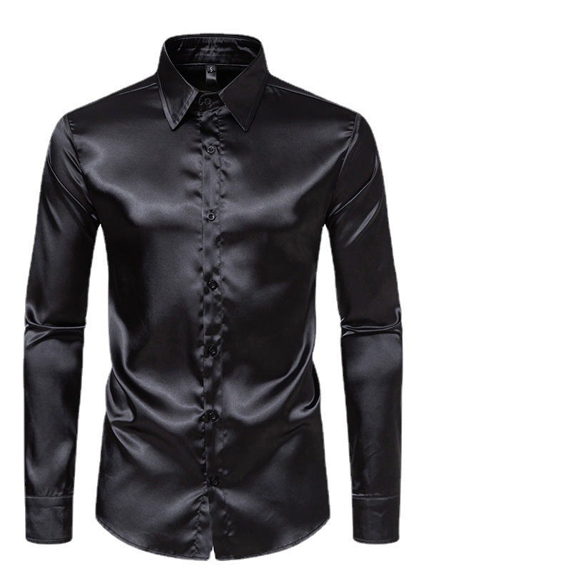 Herren Elegantes und glänzendes Langarmhemd mit innovativer Textur R&B