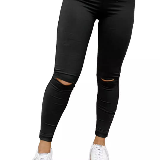 Damen Stepp-Leggings mit Riss-Detail R&B