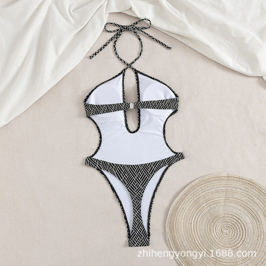 Damen Einteiler Badeanzug mit kreativem Cut-Out R&B