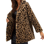 Damen Modischer Teddy-Mantel mit Leoprint und elegantem Schnitt R&B