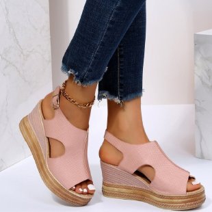 Damen Elegante Keil-Sandalen mit offenem Zehenbereich und verstellbarem Riemen R&B
