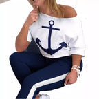 Damen Lockere Sweatshirt mit maritimem Anker-Design R&B
