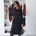 Damen Doppelt genähter Trenchcoat mit taillierbarem Gürtel und eleganter Struktur R&B