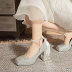 Damen Plateau Pumps mit glamourösem Blockabsatz R&B
