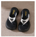 Damen Komfortable Badesandalen mit modischem Absatz und funkelndem Detail EB
