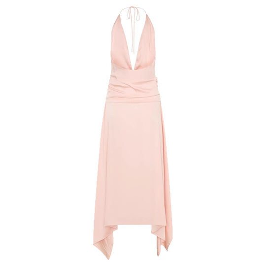 Damen Elegantes Wickelkleid mit tiefem V-Ausschnitt und asymmetrischem Saum R&B